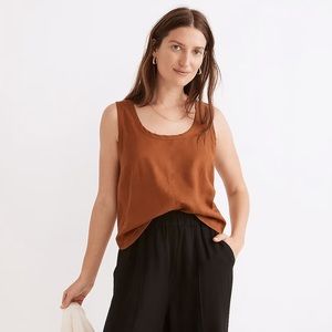 NWT Madewell Hemp-Blend Shirttail Tank Top Blouse in Warm Coffee
